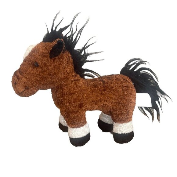 Battat Horse Plush Brown Pony Stuffed Animal Farm Soft 10” Black Mane Toy - Picture 1 of 9